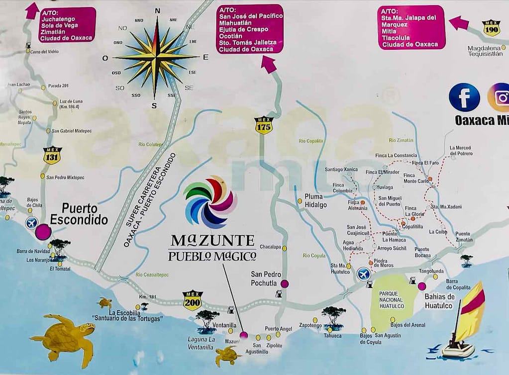 Karte der Umgebung von Zipolite, Mexiko © PetersTravel Peter Pohle