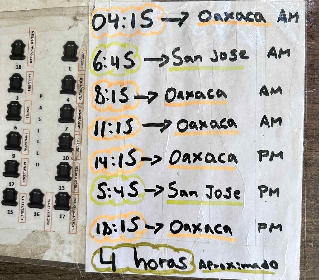 Busfahrplan in Zipolite, Mexiko © PetersTavel Peter Pohle