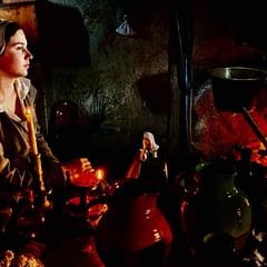 Pilgerväter - Frau am Feuer, Plimoth Plantation bei Plymouth MA