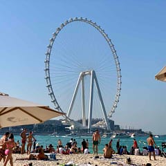 Jumeirah Beach JBR, Blick auf Bluewaters Island mit The Ain