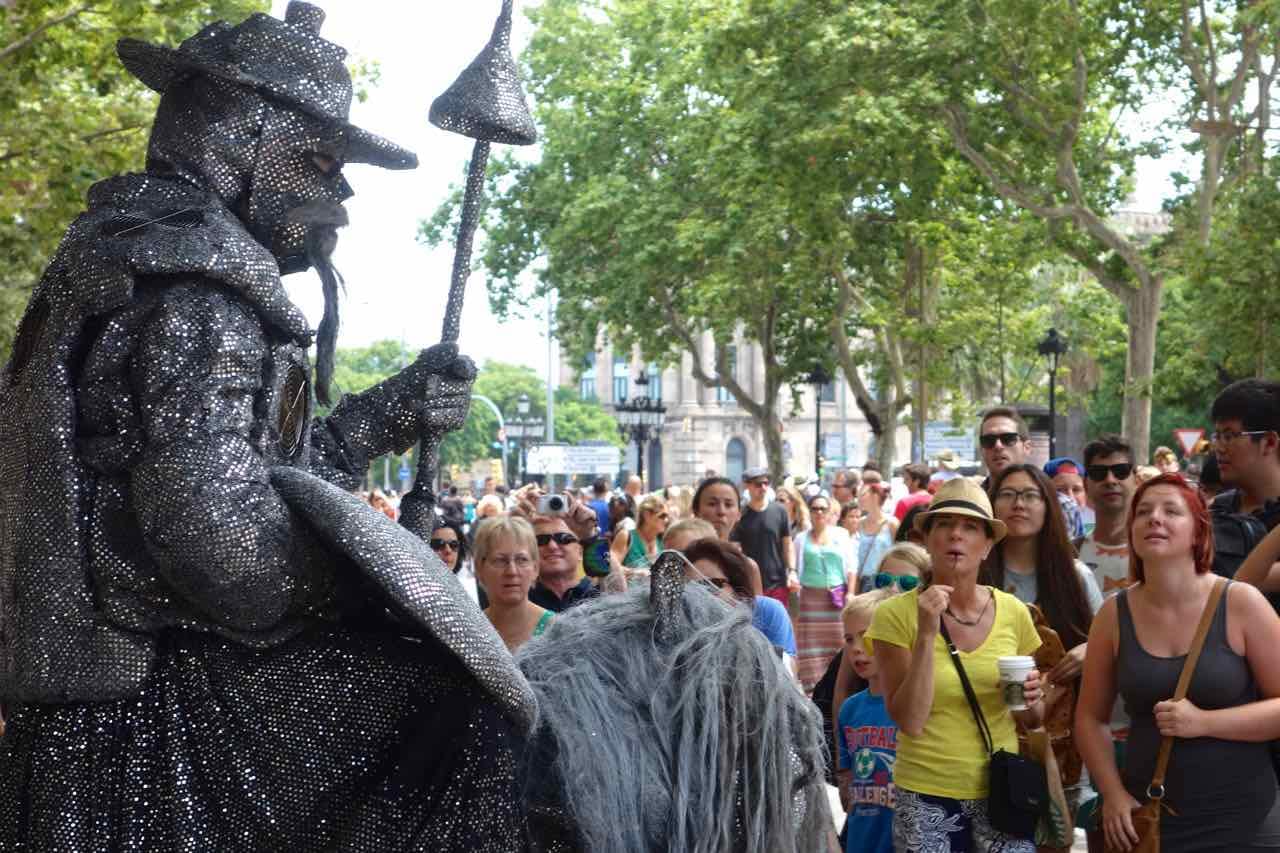 Barcelona, La Rambla, Lebende Statue