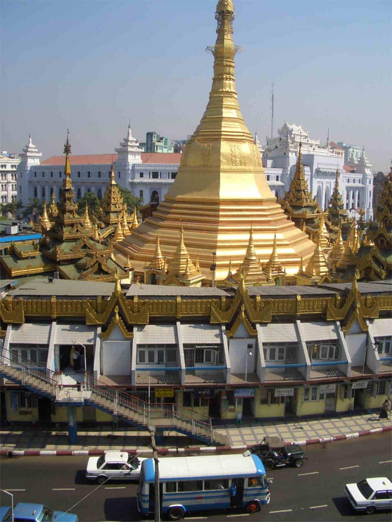 Yangon, Sule Pagode, Blick vom Garden Guest House